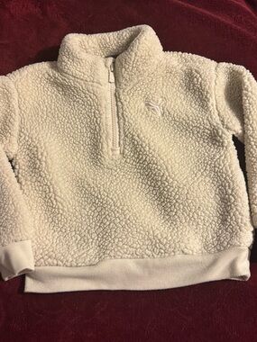 Puma Kids Cream Sherpa Quarter-Zip Hoodie